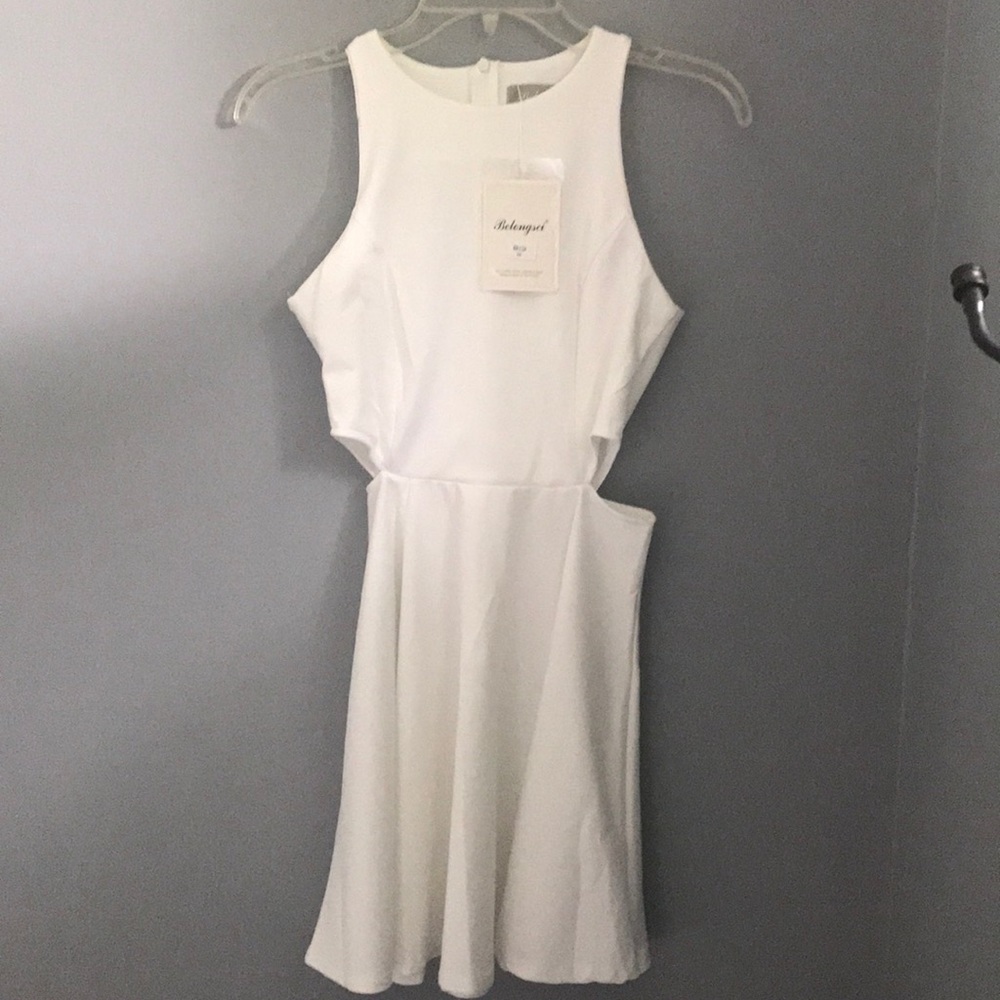 White size small dress with side cutouts